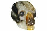 Polished Agate Skull with Quartz Crystal Pocket #148099-1